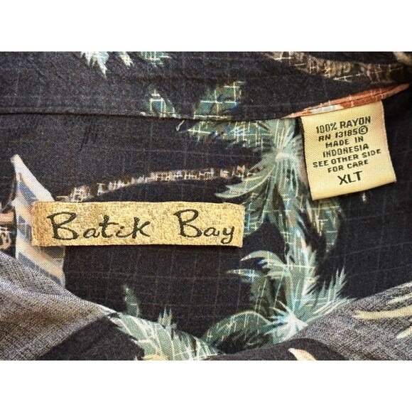 BATIK BAY Men's Short Sleeve Button Down Floral Hawaiian Shirt Black XLT - Picture 4 of 5